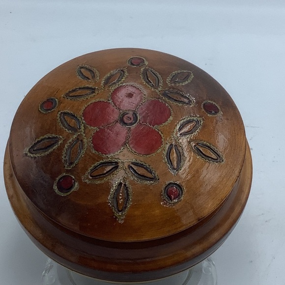 Handmade in Poland Carved Lidded Wood Box - Picture 1 of 5